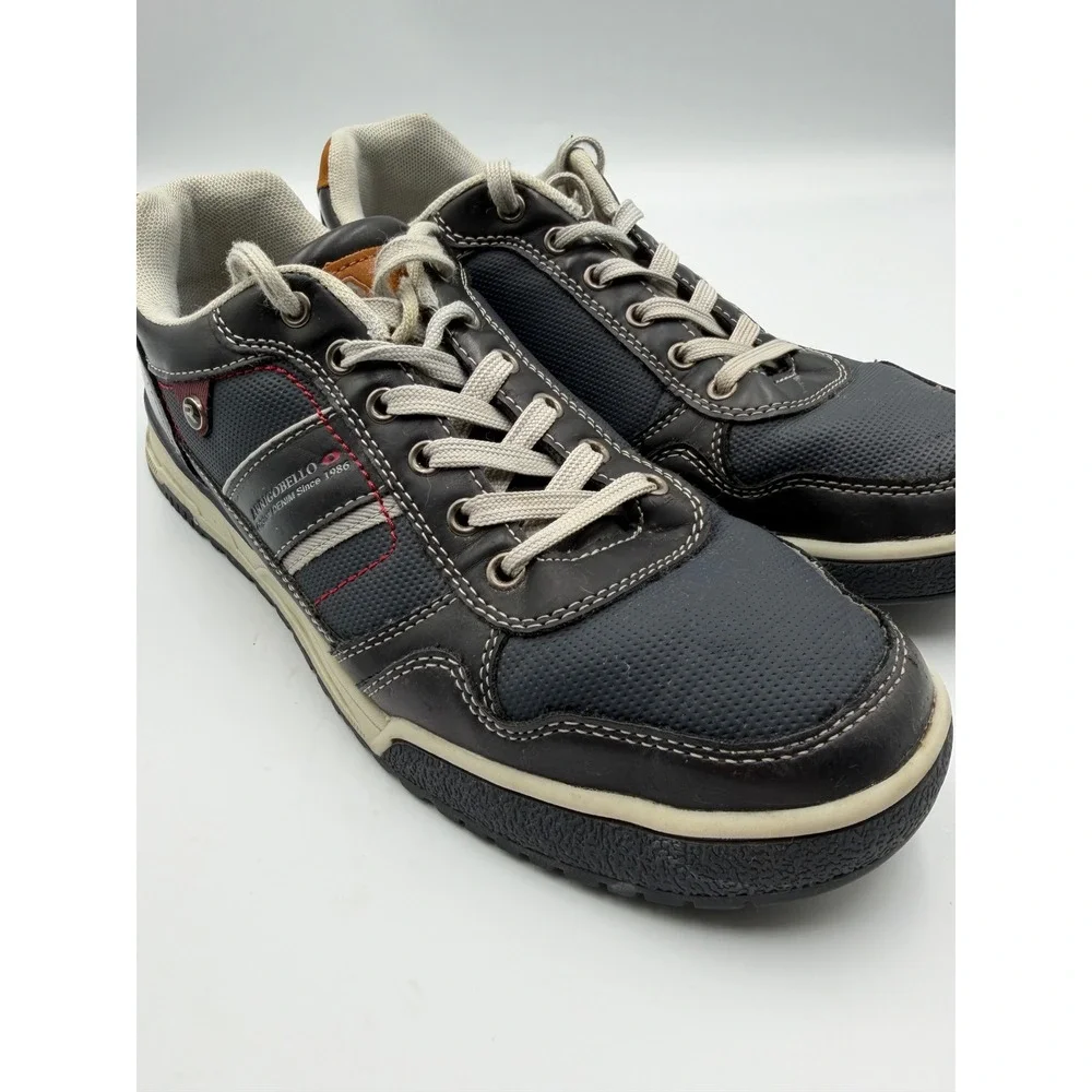 Arrigo Bello Mens Casual Sneakers Black Navy Low Top Lace Up Shoes Size 8